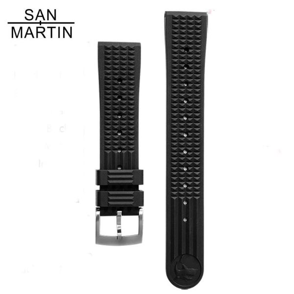 

watch bands san martin 20mm watches band fluorine rubber strap with stainless steel/bronze buckle for tuna 62mas sk007 6105 etc., Black;brown