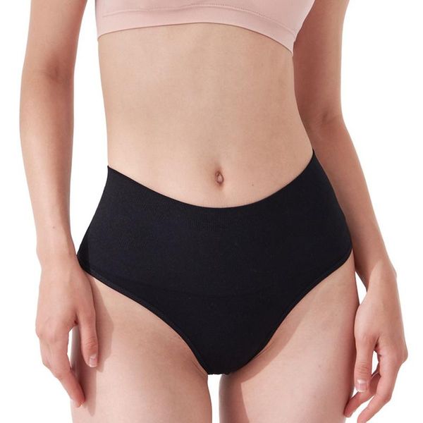 

women's panties women solid color mid-waist thongs underpants seamless pants sports ladies postpartum skinny tummy mini briefs g-string, Black;pink