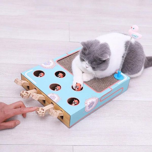 

cat toys toy chase hunt mouse game box 3 in 1 with scratcher funny stick hit gophers interactive maze tease