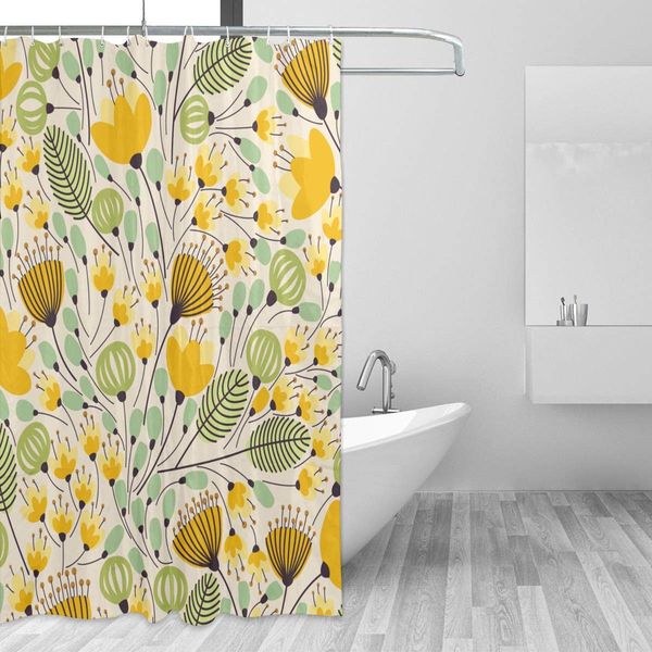 

elegant yellow flowers shower curtain for bathroom with 12 hooks 72x72 inch polyester fabric machine waterproof shower curtains