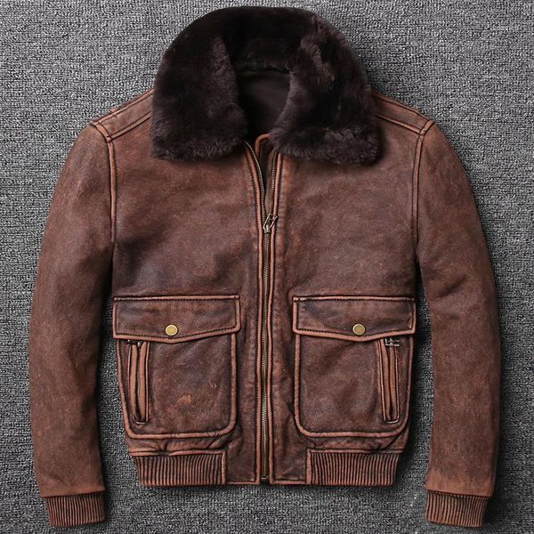 

men's leather & faux jacket men genuine pigskin military jackets biker 2021, Black