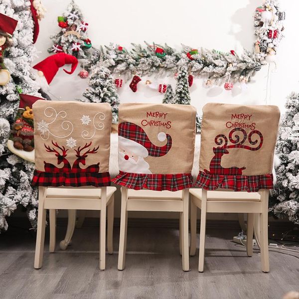 

chair covers christmas snow cover santa claus snowman festival party home decor dining backrest xmas decoration
