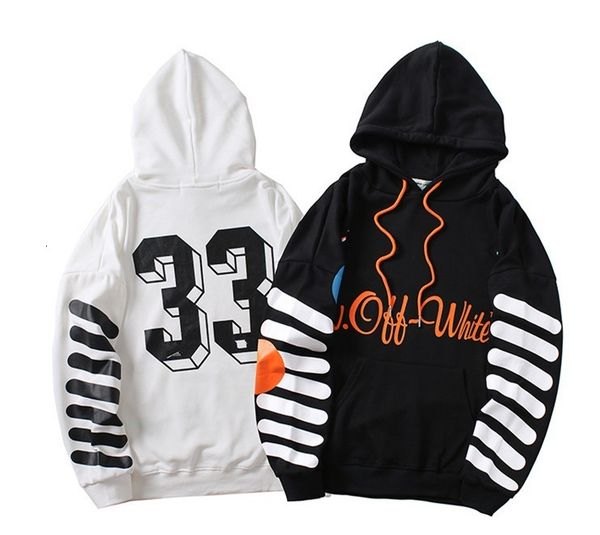 

chao brand off digital 33 thick sweater hooded for men and women, Black