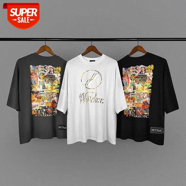 

we11done foam poster printed oversized short sleeve t-shirt #ue6a, White;black