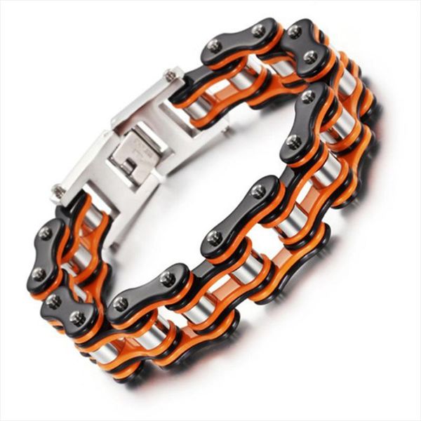 

link, chain stainless steel bracelet punk motorcycle men bicycle bracelets & bangles birthday christmas gift, Black