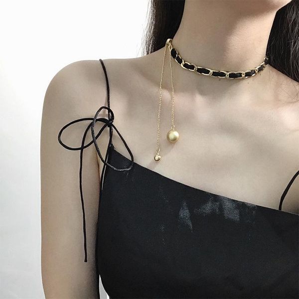 

chokers european and american fashion net red exaggerated woven necklace adjustable pull clavicle chain neck, Golden;silver