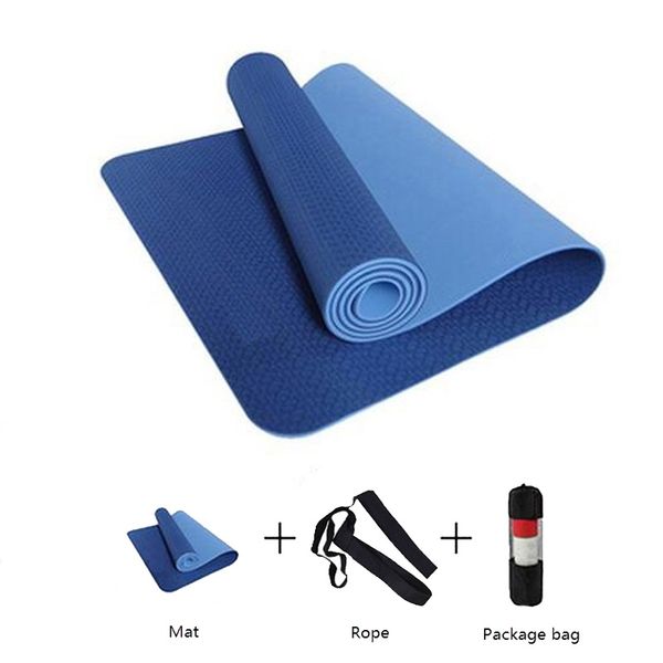 

6mm tpe yoga mat no-slip 183*61cm sports for fitness pilates gym colchonete 183*61*0.6cm beginners with bag