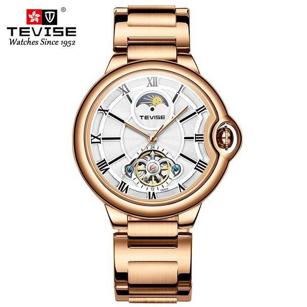 

men's watch waterproof automatic classic luminous hollow mechanical wristwatches, Slivery;brown