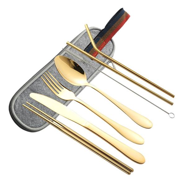 

dinnerware sets portable reusable travel utensils flatware with case outdoor camping cutlery set stainless steel for home diy tools parts 20