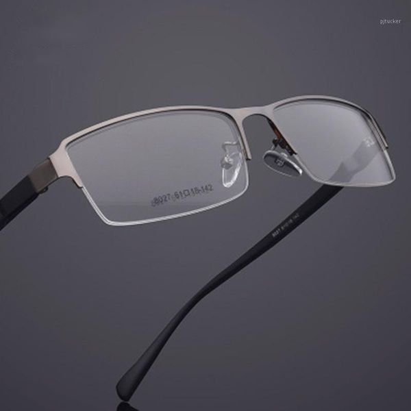 

bussiness steel plate metal large frame spectacle for men simple and generous half can be equipped with myopia lens fashion sunglasses frame, Black