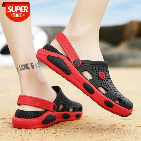 

weh 2020 summer sandals men casual shoes mules clogs breathable beach slippers casual male water hollow jelly chaussure homme #4u8f, Black