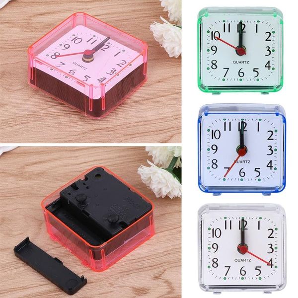 

other clocks & accessories mini square quartz beep alarm clock plastic desk table travel trip portable