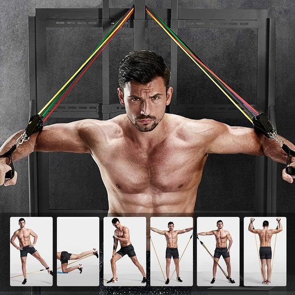 

resistance bands 11pcs/set latex tube pilates yoga gym fitness equipment pull rope home elastic back muscle strength training