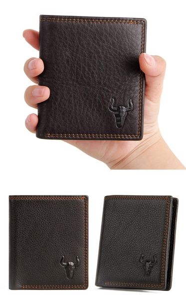

fashion men's genuine leather wallet layer cowhide card case coin purse rfid short wallets handmade, Red;black