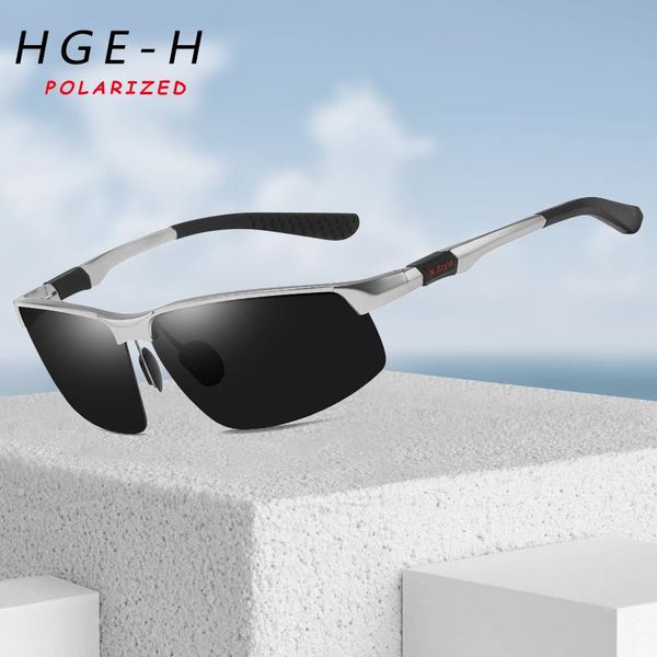 

sunglasses hge-h classic fashion square men's polarized aluminum magnesium alloy anti-glare driving sun glasses uv400 protection, White;black