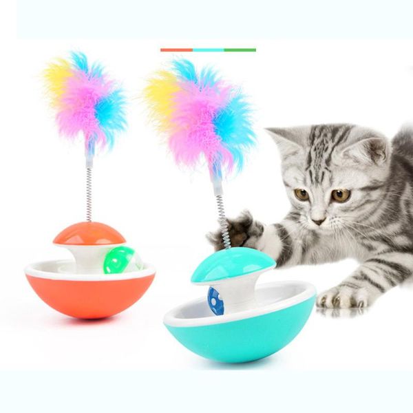 

pet cat toy track ball feather bell tumbler spring funny not falling interaction toys