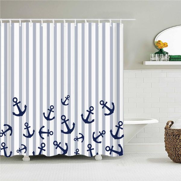 

shower curtains nautical anchor 3d printed fabric waterproof bathroom curtain decor with 12 hooks