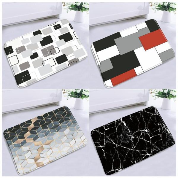 

bath mats geometric black white marble pattern kitchen mat creative design home door pad bedroom foot rug bathroom carpet decor