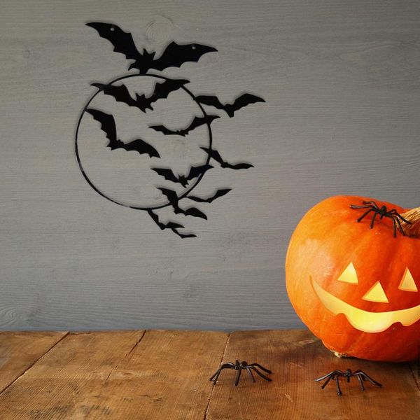 

decorative objects & figurines creative wall art metal hanging decorations witch pumpkin bat halloween series pendant home office garden sta
