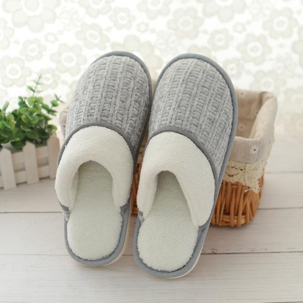 

sunny everest nature cotton slippers women winter plush warm home slipper family shoes wooden floor soft noskid, Black