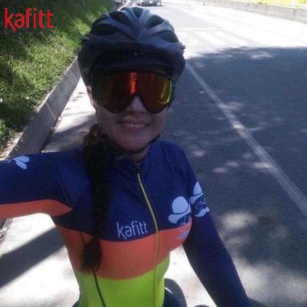 

racing sets kafiwomen's winter long sleeve bicyclesweatshirt suit bicycle tracksuit mountain bike sweatshirt bib trousers tight, Black;blue