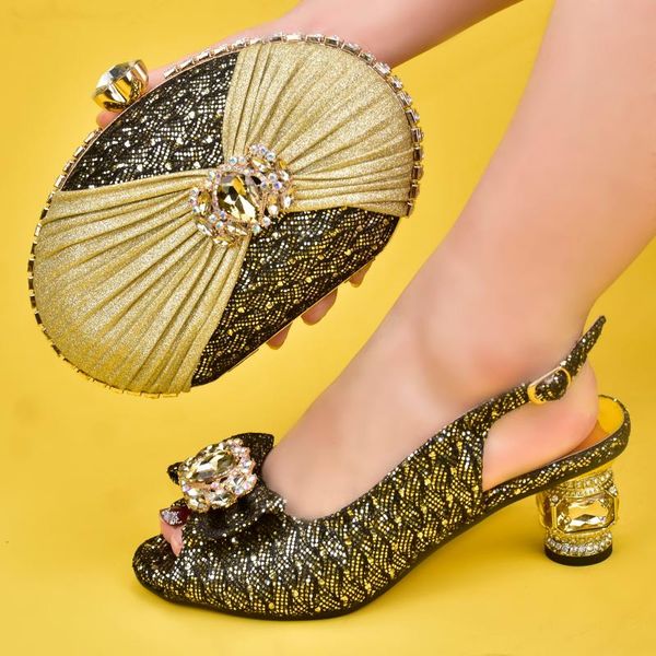 

dress shoes olomm come matching women shoe and bag set decorated gold nigerian italy setop1-2, Black