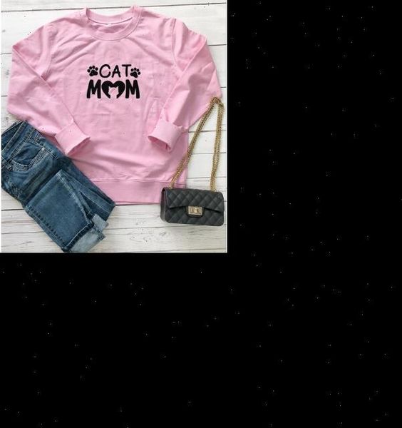

cat mom women hoodies paw sweatshirt casual lover gift funny slogan kawaii graphic pullover stylish grunge jumper outfits, Black