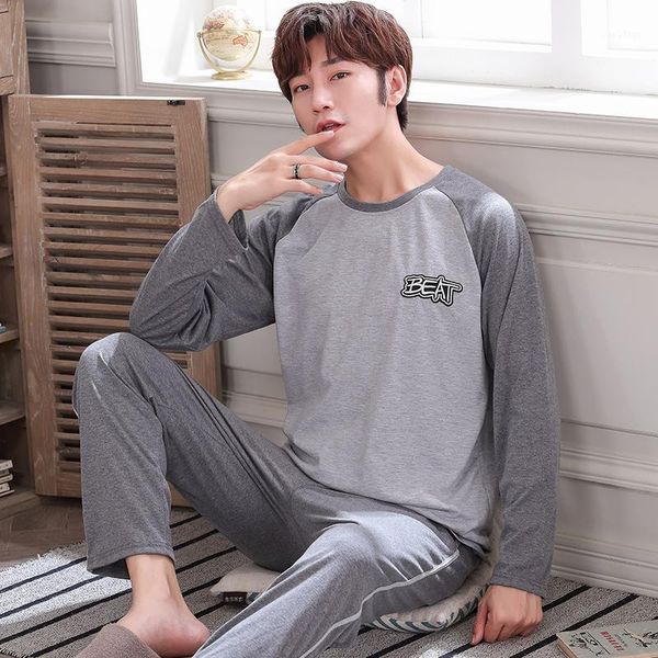 

fashion loose thin men pajamas, long-sleeved pajamas cotton men's home service 4xl sleepwear, Black;brown