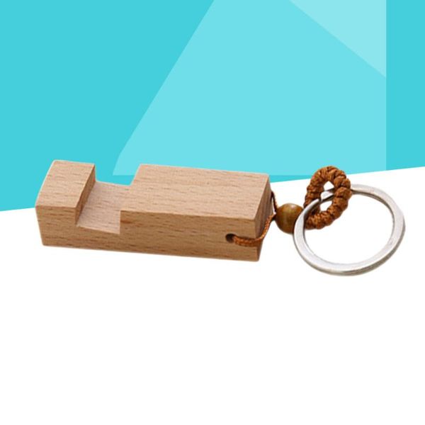 

cell phone mounts & holders creative mobile stand keychain universal deskbracket keyring wooden portable smartphone holder (ligh