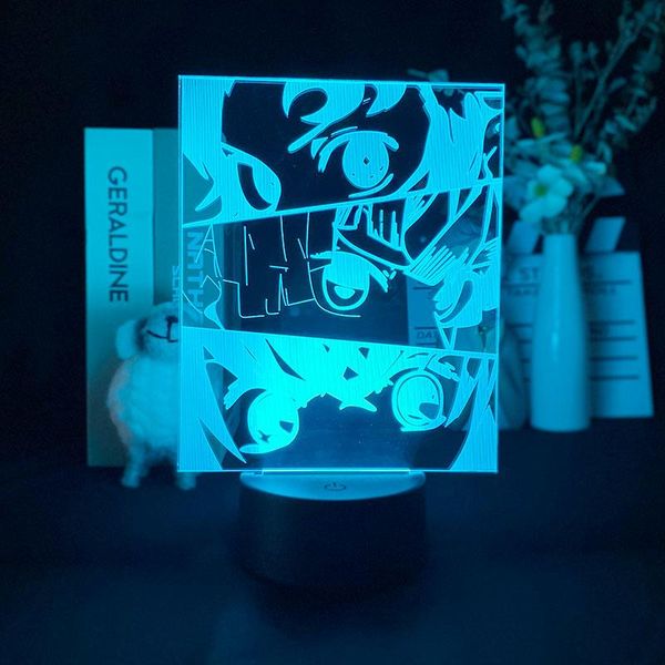 

night lights demon slayer face splice japanese anime lamp 3d light alarm clock base delineascope projector unique remote