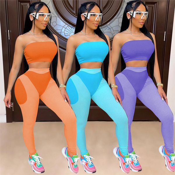 

women's two piece pants wholesale items bulk lots y2k crop women outfits set solid strapless pantsuits womens clothing m7198 by dhl, White