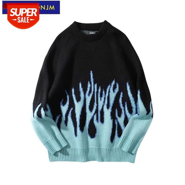 

uncledonjm flame hip hop streetwear harajuku sweater vintage retro japanese style knitted pullover tid-6009 #9z6o, White;black