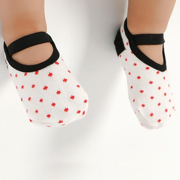 

cute girl boys kids born baby socks non-slip warm polka dot booties, Pink;yellow