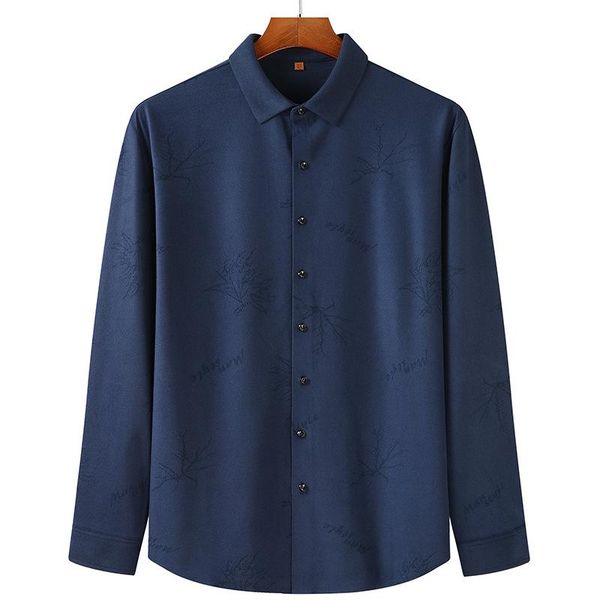 

men's dress shirts autumn 2021 fattening plus size fashion leisure printing long sleeve shirt fat, White;black