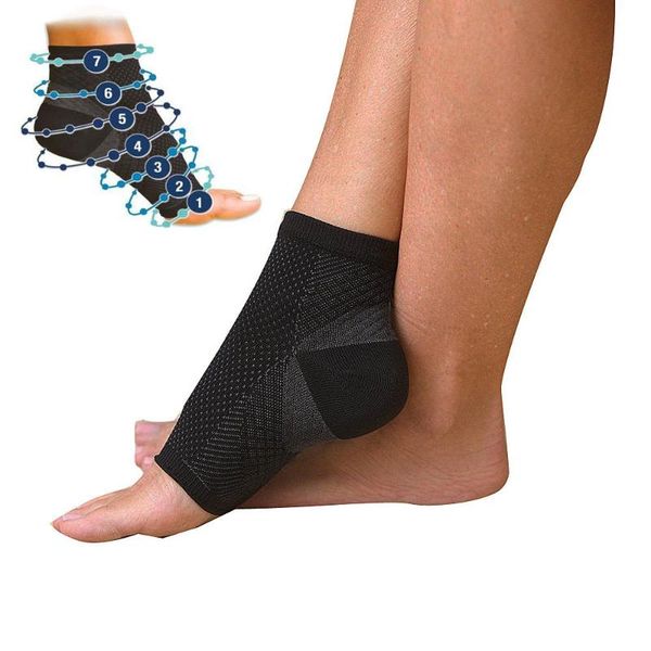 

anti fatigue compression foot sleeve ankle support running cycle basketball sports socks outdoor men brace sock guard, Blue;black