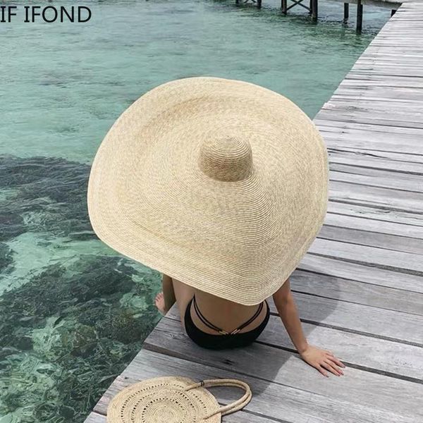 

super bigger brim wide straw hats foldable women beach hat 80cm large summer sun uv drop wholesale, Blue;gray