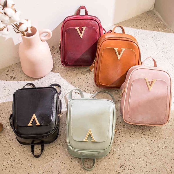 

women's oil wax schoolbag xiaxin v-shaped large capacity personalized