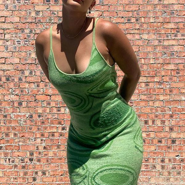 

summer green knit y2k womens dress whirlpool hollow out strap female spaghetti beach midi dresses lady party fashion, Black;gray
