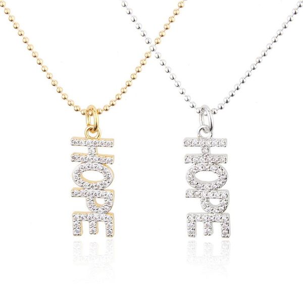 

simple cubic zirconia hope letter pendant necklace gold silver color clavicle chains necklaces for women female jewelry gifts