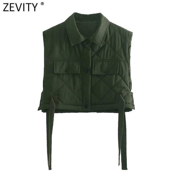

zevity women vintage turn down collar sleeveless short vest jacket ladies side bow tied casual pockets chic waistcoat ct678 210603, Black;white
