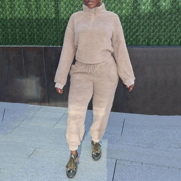 

women's two piece pants ewsfv 2022 women fashion casual flannel long sleeve solid color sport suit trouser, White