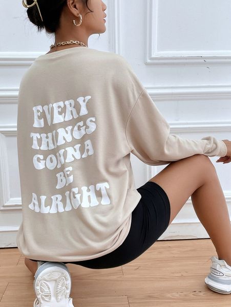 

slogan graphic drop shoulder sweatshirt m61o#, White;black
