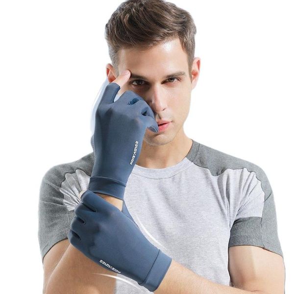 

cycling gloves summer fishing thin anti-uv men women outdoor sports ice silk non-slip sun protection motorcycle, Black