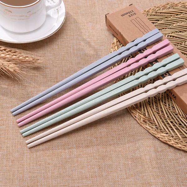 

pairs safety pp plastic chopsticks wheat straw environmental protection household family boxed gift tableware