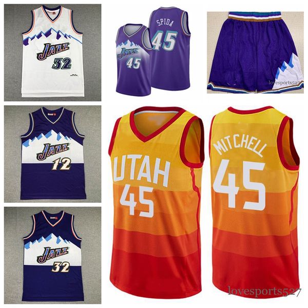 

basketball jerseys 45 donovanmitchell rudy 27 gobert john 12 stockton 32 karlmalone men's utahjazzjersey 2021 8, Black;red