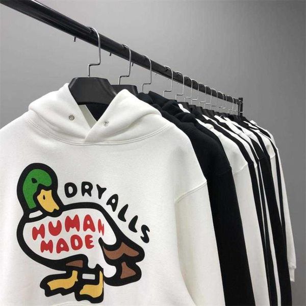 

men's hoodies & sweatshirts human made fleece harajuku hip hop sweatshirt men clothing streetwear women tracksuit oversized couple wint, Black