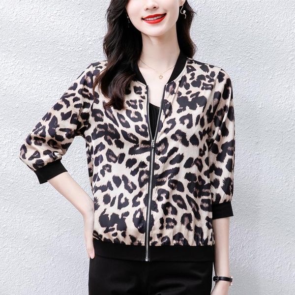 

women's jackets korean coats women silk leopard for winter office lady oversized jacket plus size 4xl, Black;brown