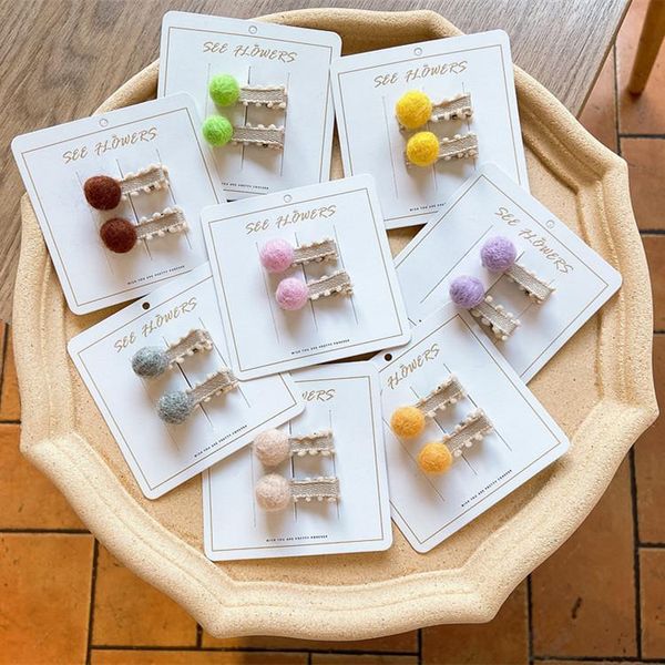 

hair accessories candy color children's hairball hairclips snap clip bb girl's hairpins ins kid's side clips, Slivery;white
