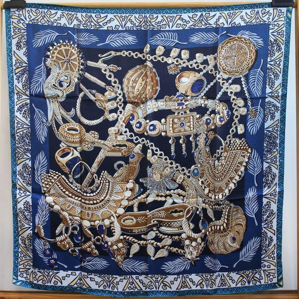 

scarves crepe satin scarf egypt mace printing women shawl wrap large hijabs hand rolled edges 110*110cm, Blue;gray