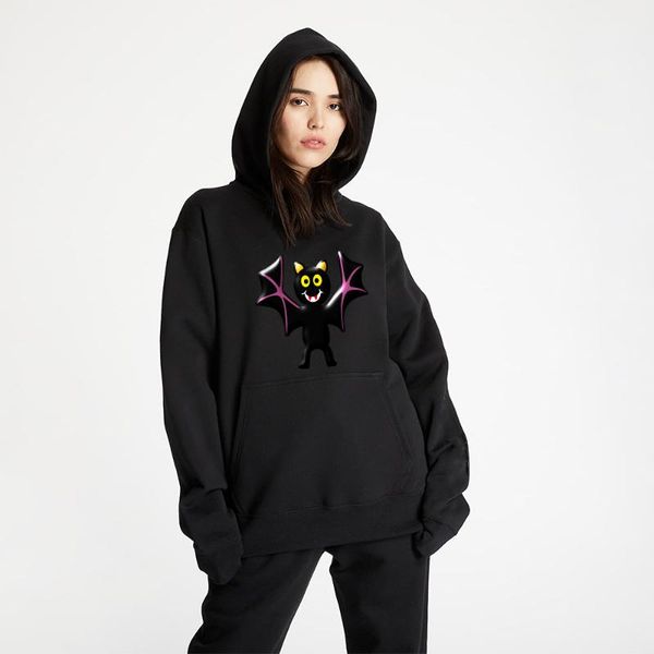 

men's hoodies & sweatshirts 2021 women's plus size halloween hoodie kawaii bat pattern cartoon grunge anime me spring and autumn y, Black